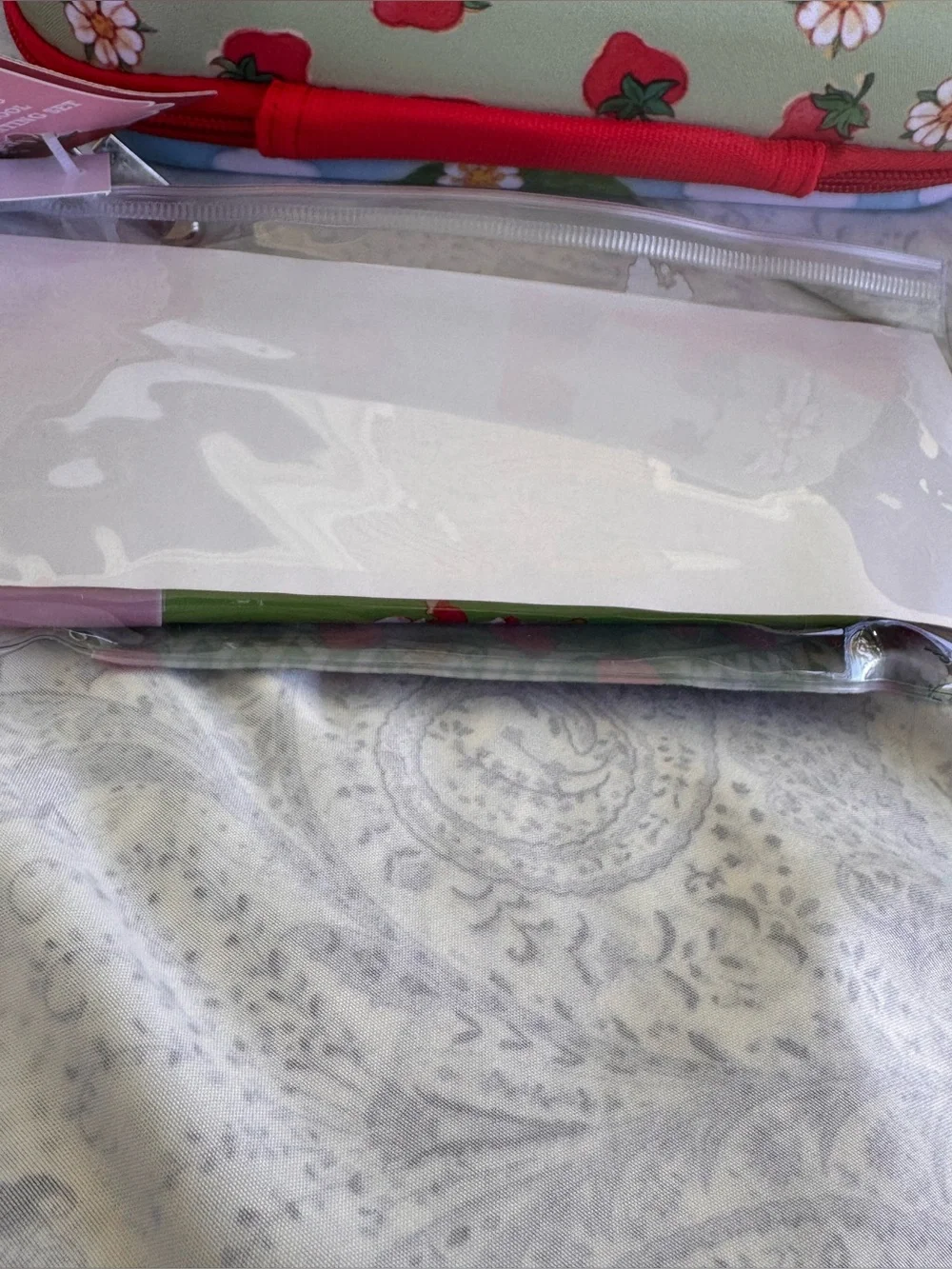 Strawberry Shortcake Pencil Case w/ 5 Gel Pens & a sticker sheet inside pvc zip